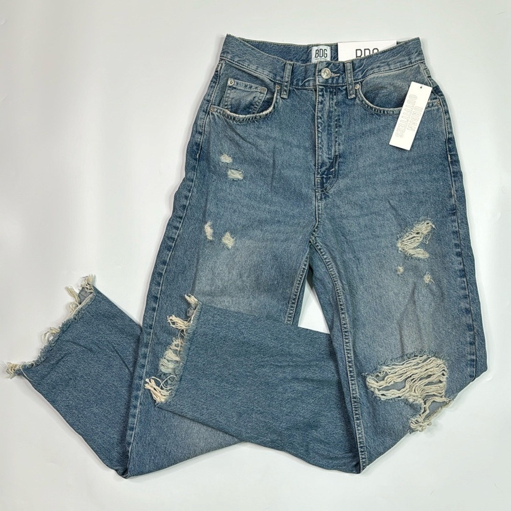 BDG Urban Outfitters Raw Hem High Rise Baggy Jeans Size 27 NWT